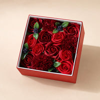 Square Soap Flower Box, Classic Red Roses